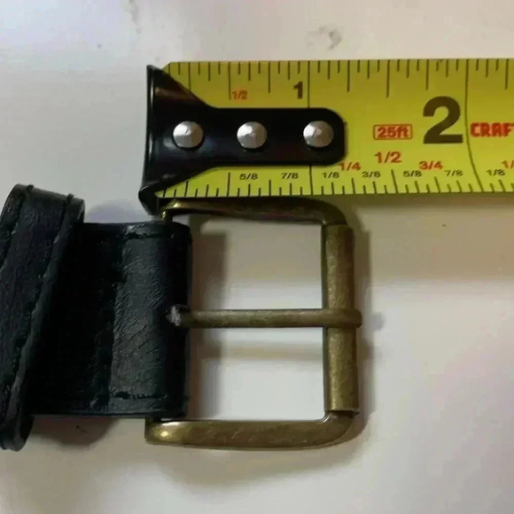 Black Faux Leather Belt  w Bronze Hardware Small 30 1/2” - Picture 5 of 5